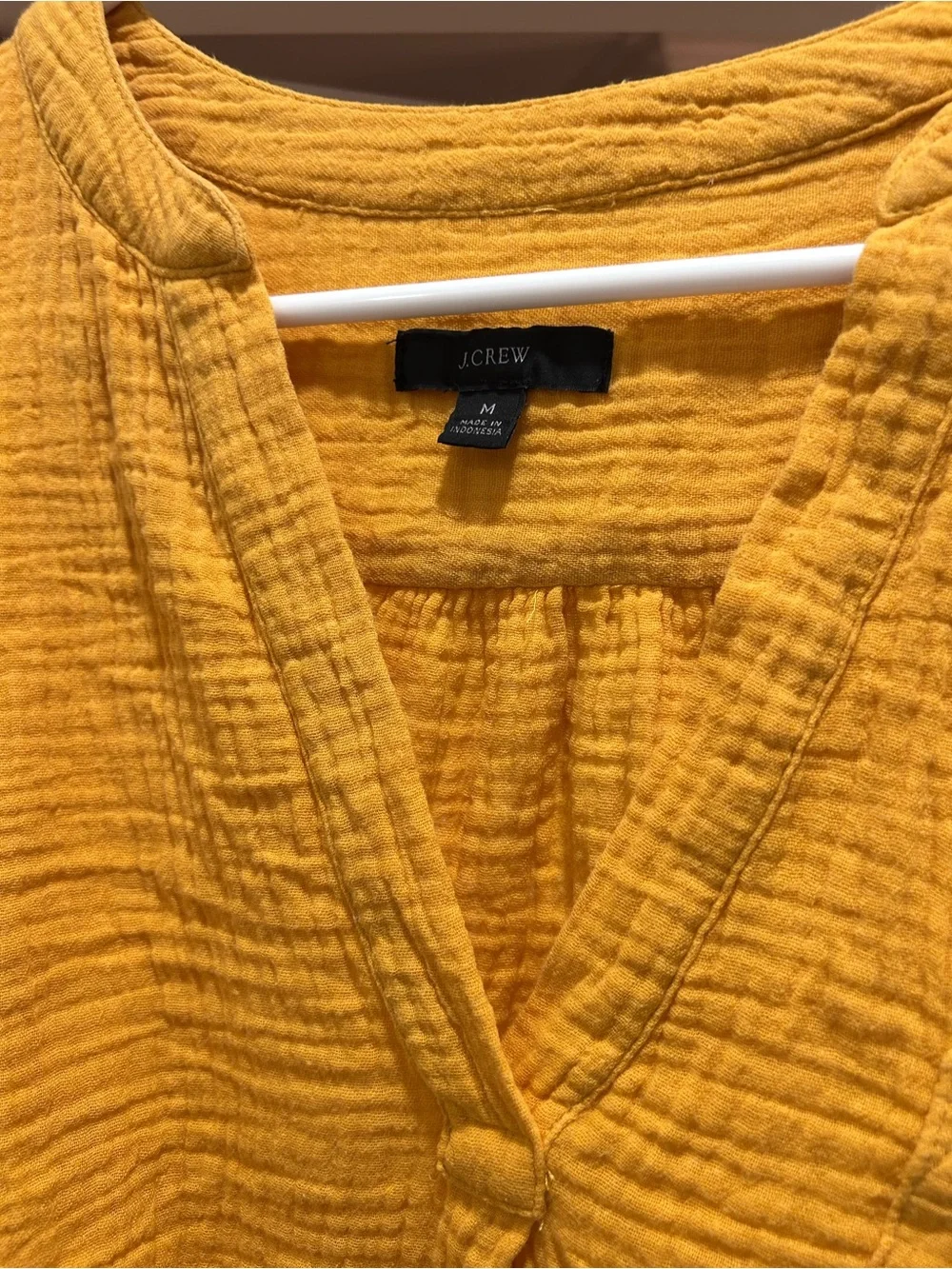J.Crew Double Gauze Mustard Short-Sleeve V-Neck Top